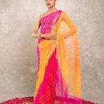 Multi Coloured Pure Georgette Lehariya Saree | Traditional Lehariya Pattern | Jaipurio Designer Collection